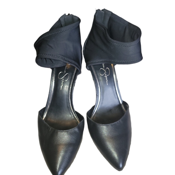 Jessica simpson black ankle wrap heels size 9.5 - Picture 6 of 8
